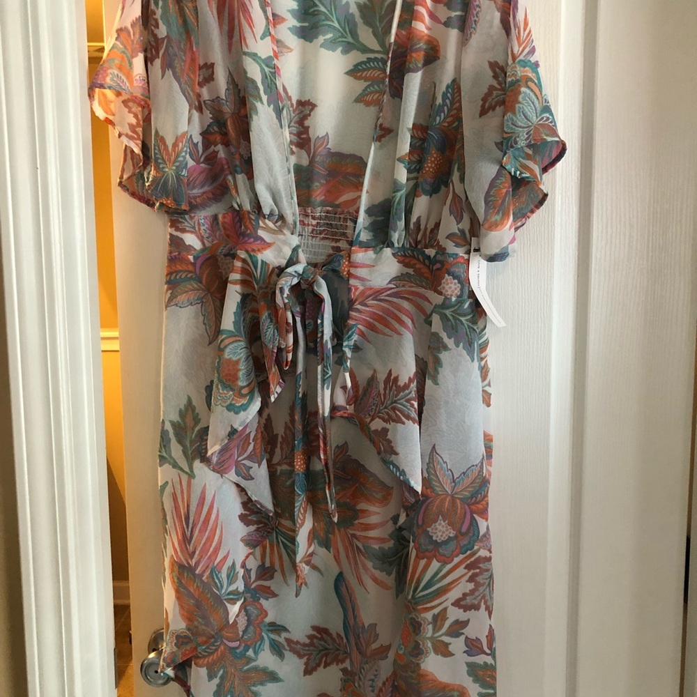 Duster with orange, blue,green, and pink